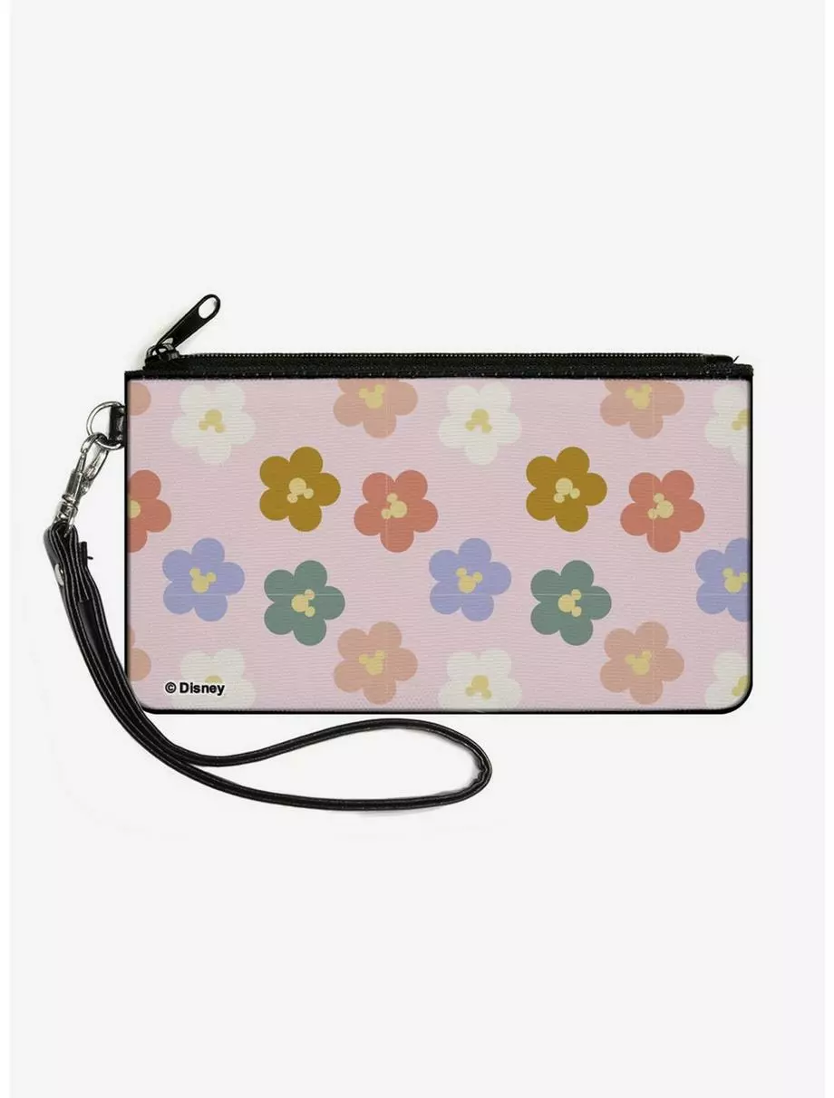 Disney Mickey Mouse Ears Icon Flowers Pastel Canvas Zip Clutch Wallet 3 Disney Mickey Mouse Ears Icon Flowers Pastel Canvas Zip Clutch Wallet