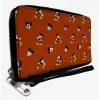 Disney Mickey Mouse Poses And Expressions Scattered Red Zip Around Wallet