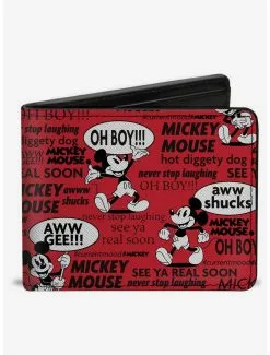 Disney Mickey Mouse Poses And Quotes Collage Bifold Wallet